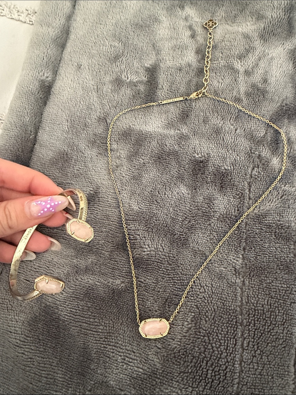 Kendra Scott Gold Necklace with Pale Pink Stones